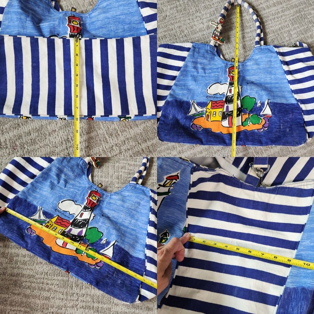 Sally Huss XL lighthouse striped canvas tote bag - Picture 11 of 12